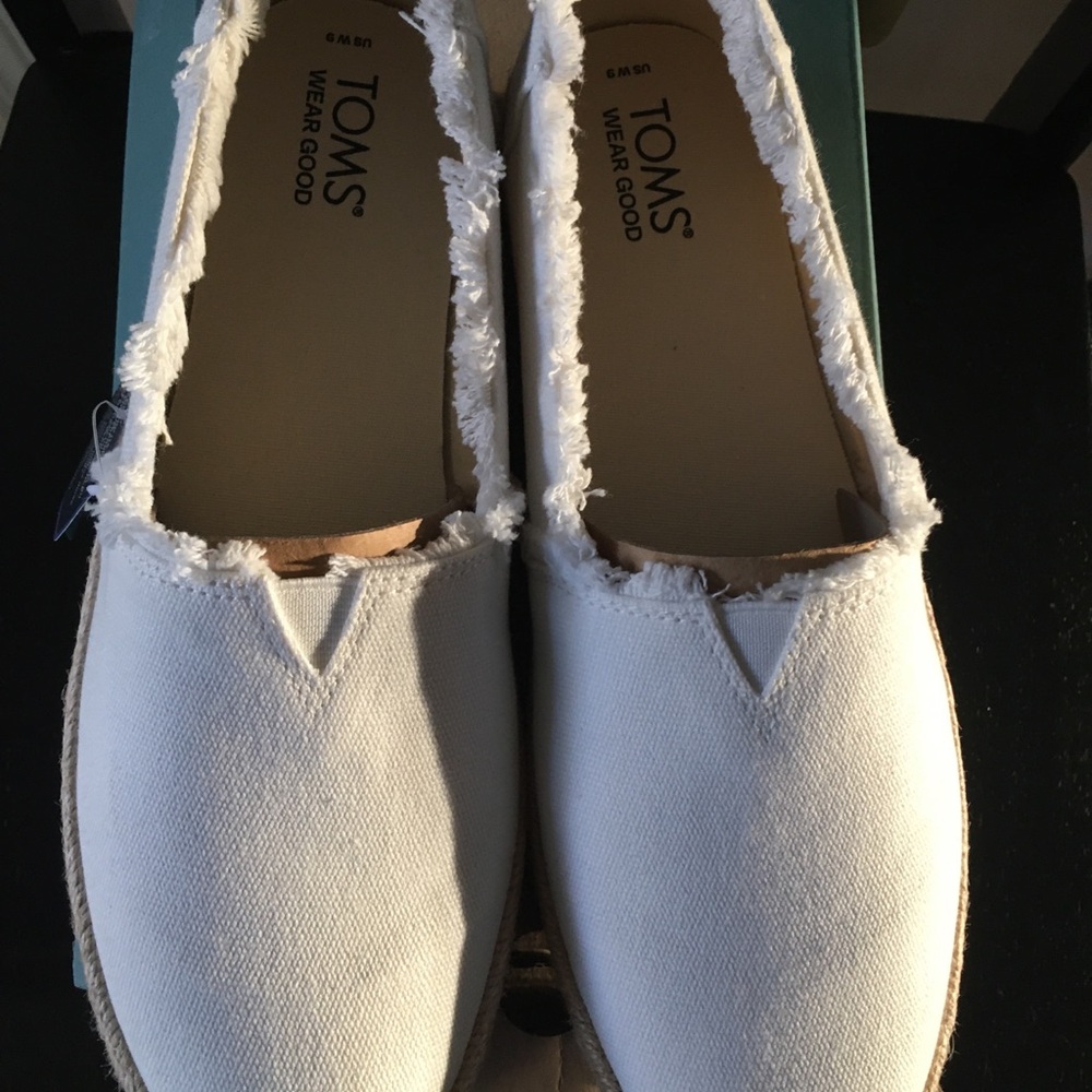 Toms Valencia white canvas platform espadrille - Picture 2 of 8